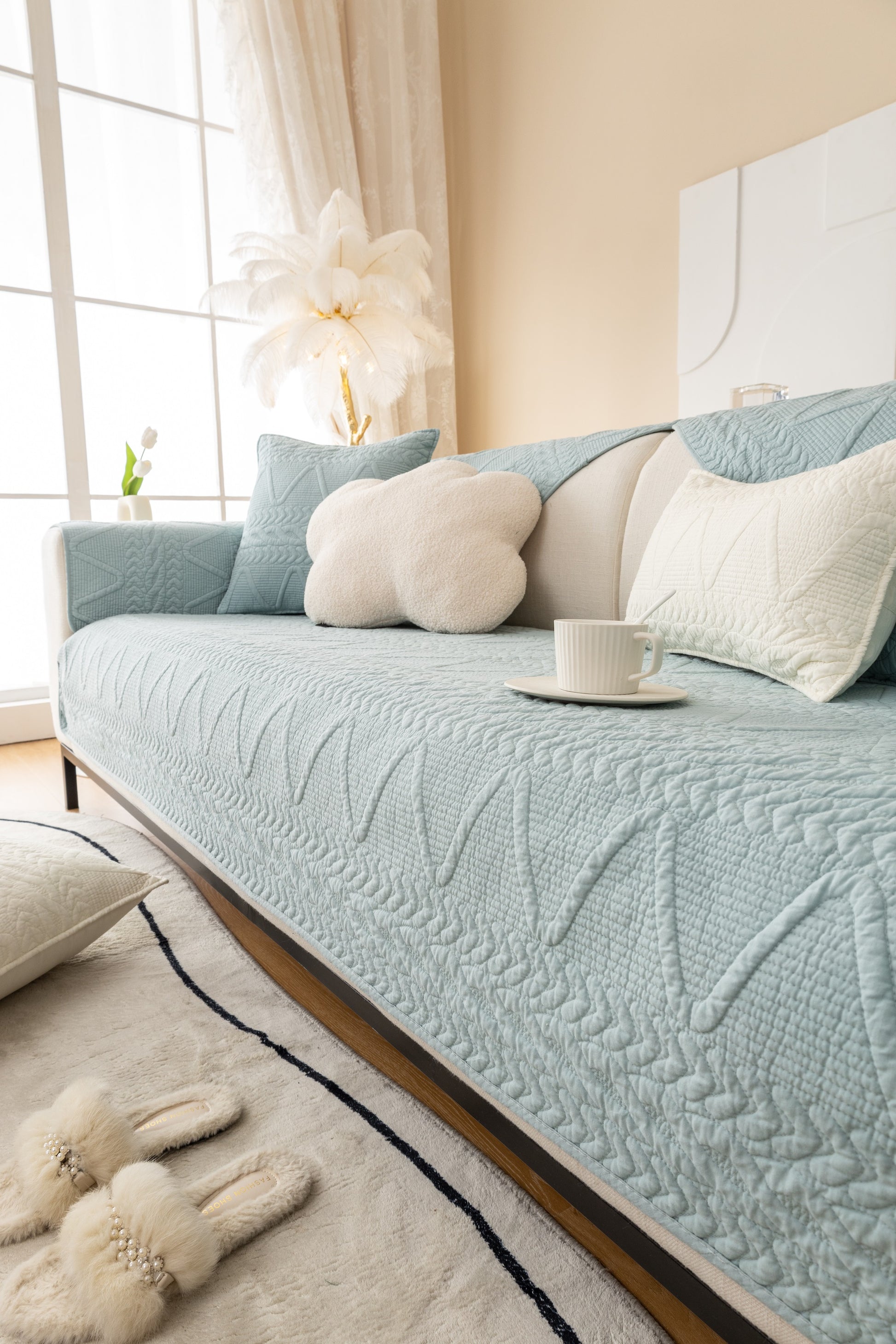 OctoRose Pre-washed Cotton Sofa Couch Cover Protect your  Sectional sofa, loveseat, recliner and chairs chaise lounge, window bay, bench pad, bed runner  or sofa armrest covers