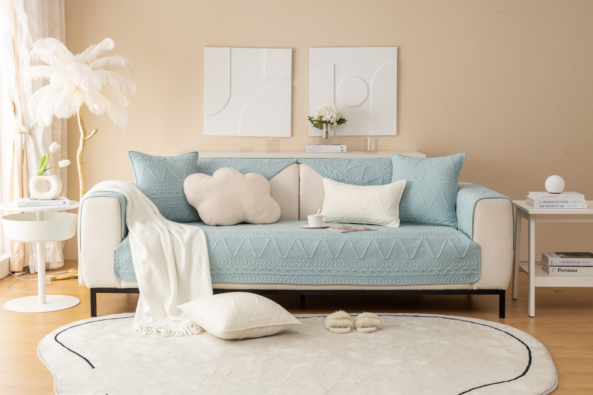 OctoRose Pre-washed Cotton Sofa Couch Cover Protect your  Sectional sofa, loveseat, recliner and chairs chaise lounge, window bay, bench pad, bed runner  or sofa armrest covers