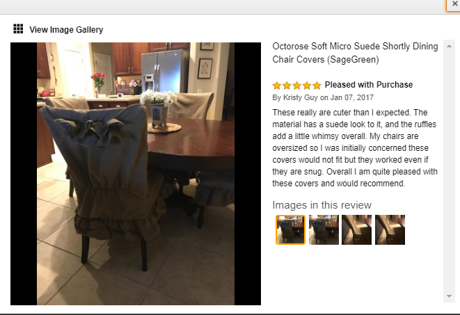 OctoRose Set of 2 Micro Suede Shortly Skirt Ruffle Dining Chair Covers