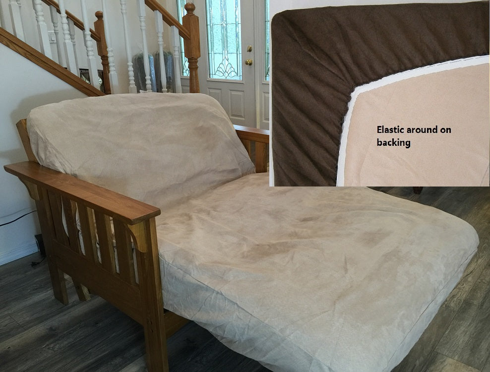 OctoRose Twin Size Bonded Micro Suede  Elastic Around on Backing Easy Fit Fitted Futon Cover 39x75+8"  Sofa Bed Mattress Slipcover, Futon Protector