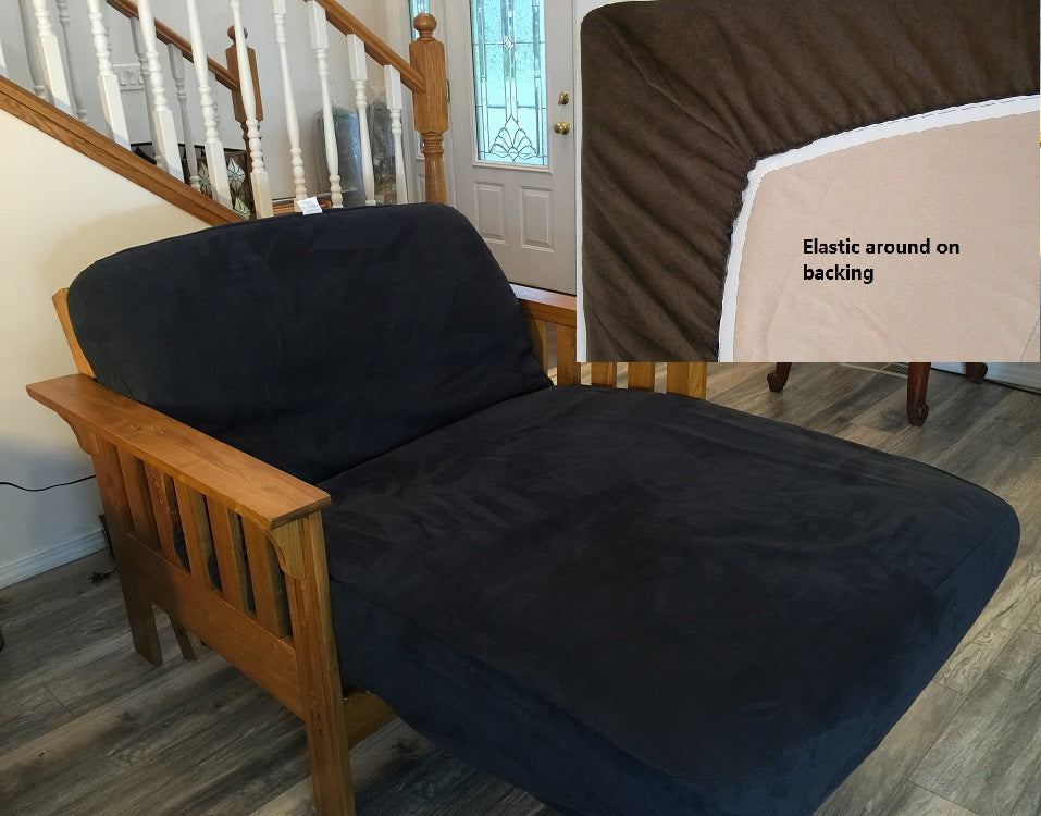 OctoRose Twin Size Bonded Micro Suede  Elastic Around on Backing Easy Fit Fitted Futon Cover 39x75+8"  Sofa Bed Mattress Slipcover, Futon Protector