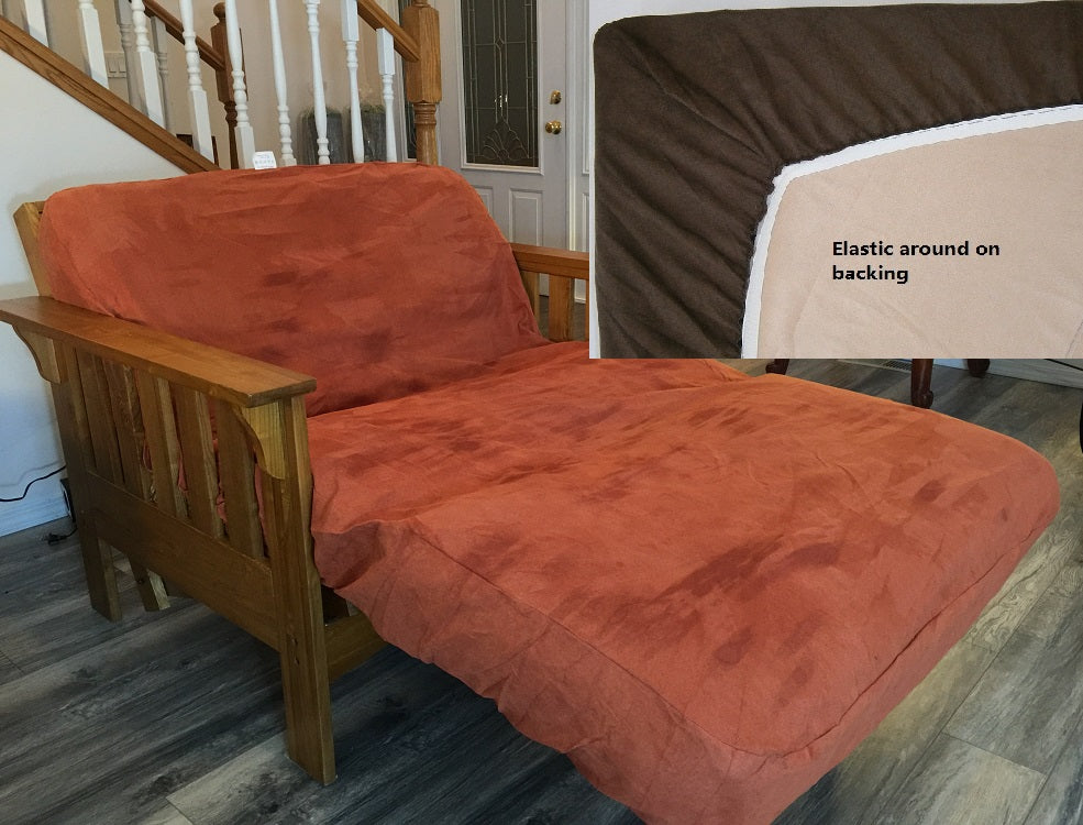 OctoRose Twin Size Bonded Micro Suede  Elastic Around on Backing Easy Fit Fitted Futon Cover 39x75+8"  Sofa Bed Mattress Slipcover, Futon Protector