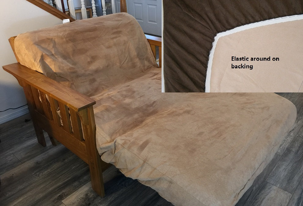 OctoRose Twin Size Bonded Micro Suede  Elastic Around on Backing Easy Fit Fitted Futon Cover 39x75+8"  Sofa Bed Mattress Slipcover, Futon Protector