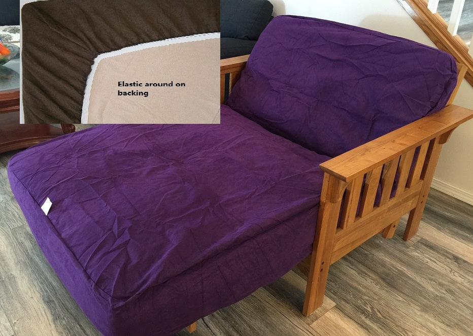 OctoRose Twin Size Bonded Micro Suede  Elastic Around on Backing Easy Fit Fitted Futon Cover 39x75+8"  Sofa Bed Mattress Slipcover, Futon Protector