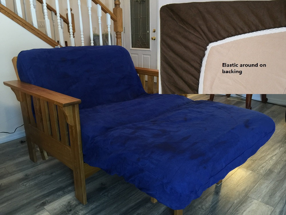 OctoRose Twin Size Bonded Micro Suede  Elastic Around on Backing Easy Fit Fitted Futon Cover 39x75+8"  Sofa Bed Mattress Slipcover, Futon Protector