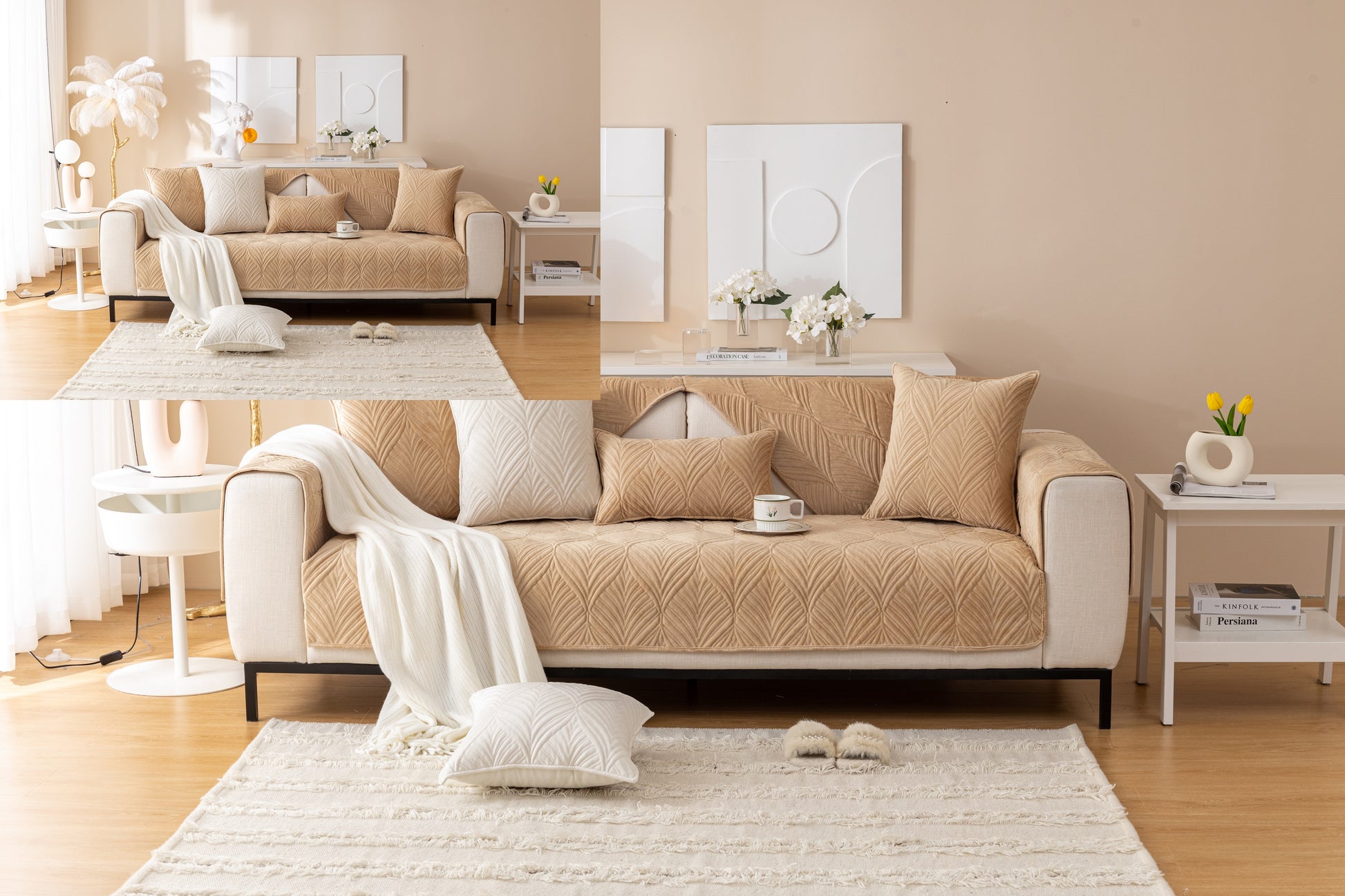 OctoRose Pre-washed Cotton Sofa Couch Cover Protect your  Sectional sofa, loveseat, recliner and chairs chaise lounge, window bay, bench pad, bed runner  or sofa armrest covers