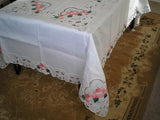 OctoRose Hand Battenburg lace with embroidery table clothes / table covers 72"RD, 90"RD, 60x84",72x108", 72x126"