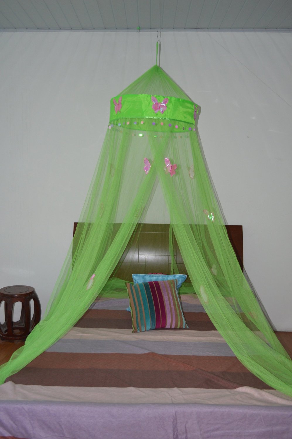 OctoRose Round Hoop Butterfly Bed Canopy Mosquito Net in Large Size Elegant Curtains Screen Netting fit All Size Bed.