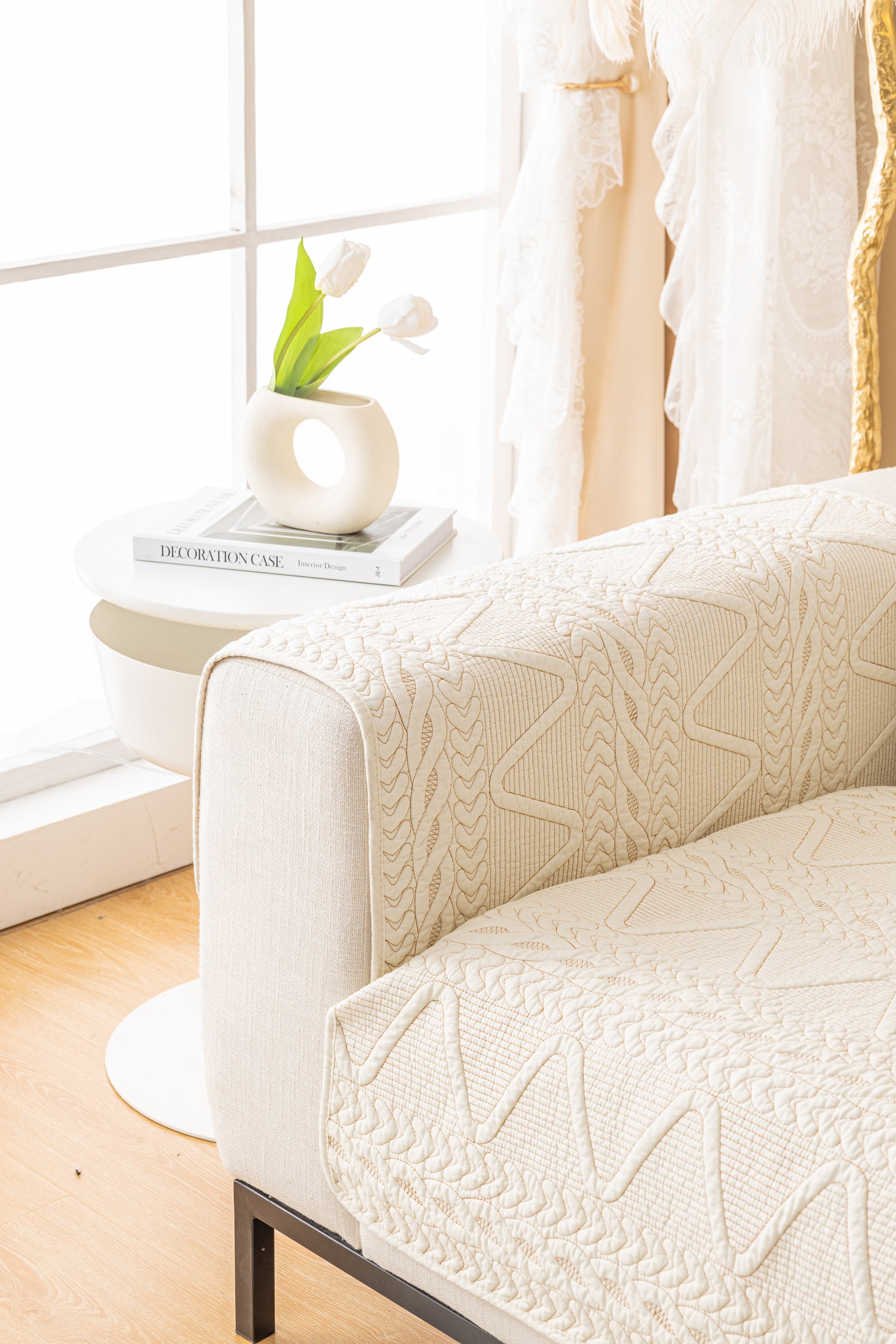 OctoRose Pre-washed Cotton Sofa Couch Cover Protect your  Sectional sofa, loveseat, recliner and chairs chaise lounge, window bay, bench pad, bed runner  or sofa armrest covers