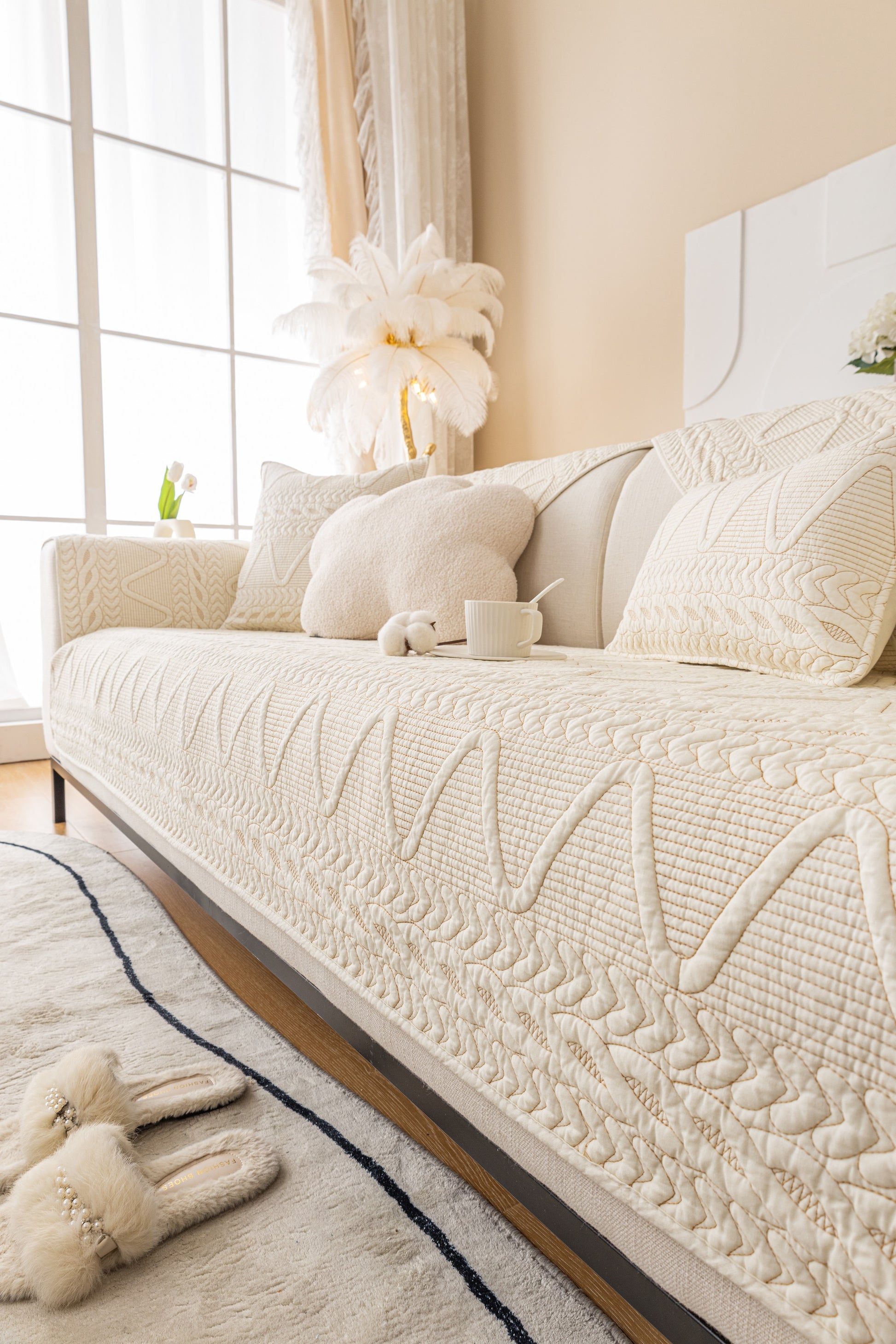 OctoRose Pre-washed Cotton Sofa Couch Cover Protect your  Sectional sofa, loveseat, recliner and chairs chaise lounge, window bay, bench pad, bed runner  or sofa armrest covers