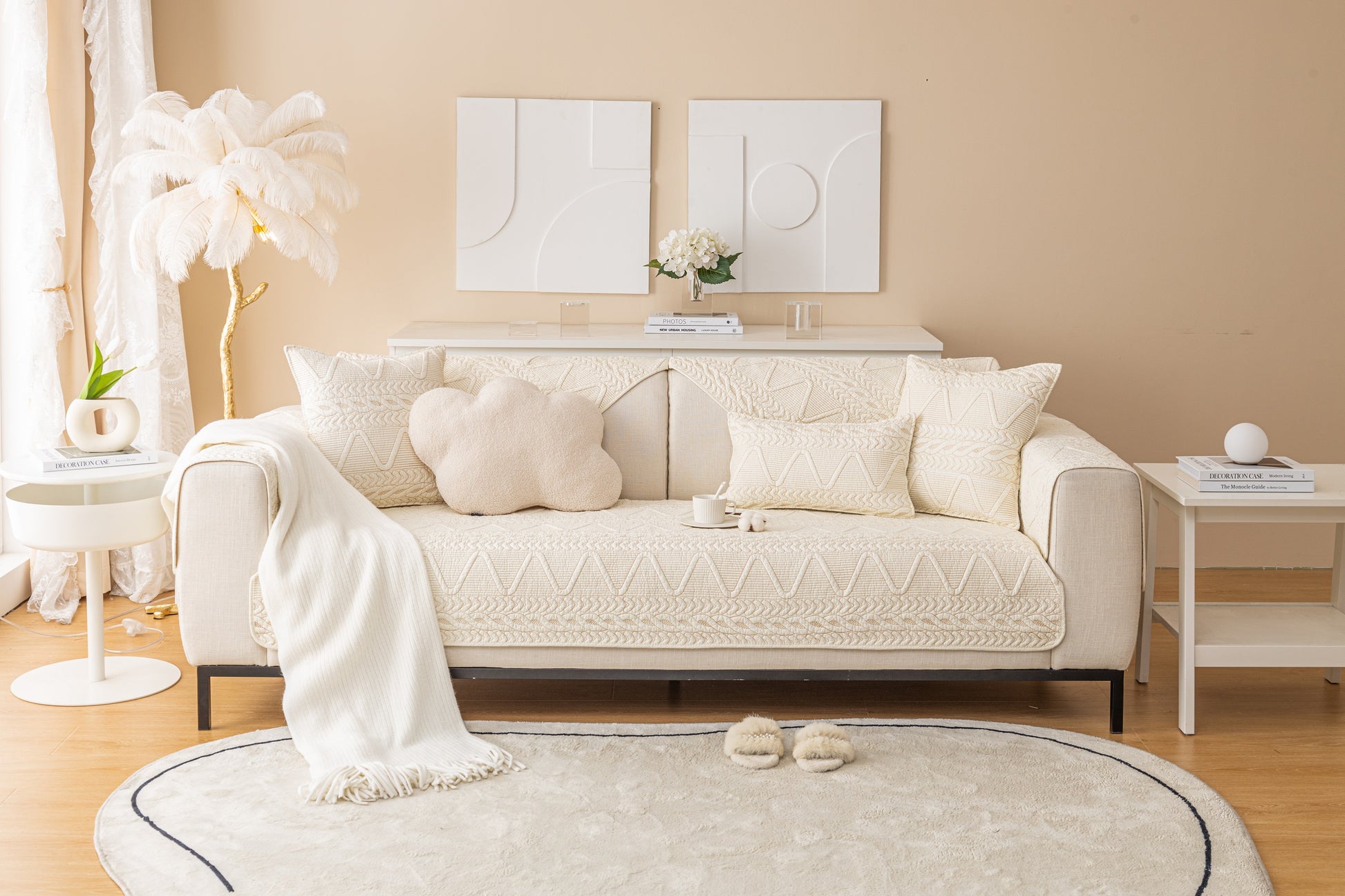 OctoRose Pre-washed Cotton Sofa Couch Cover Protect your  Sectional sofa, loveseat, recliner and chairs chaise lounge, window bay, bench pad, bed runner  or sofa armrest covers