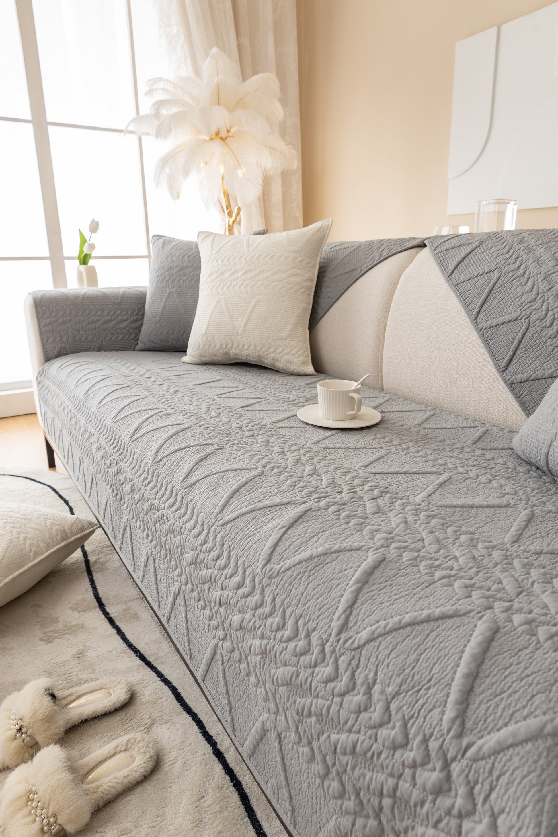 OctoRose Pre-washed Cotton Sofa Couch Cover Protect your  Sectional sofa, loveseat, recliner and chairs chaise lounge, window bay, bench pad, bed runner  or sofa armrest covers
