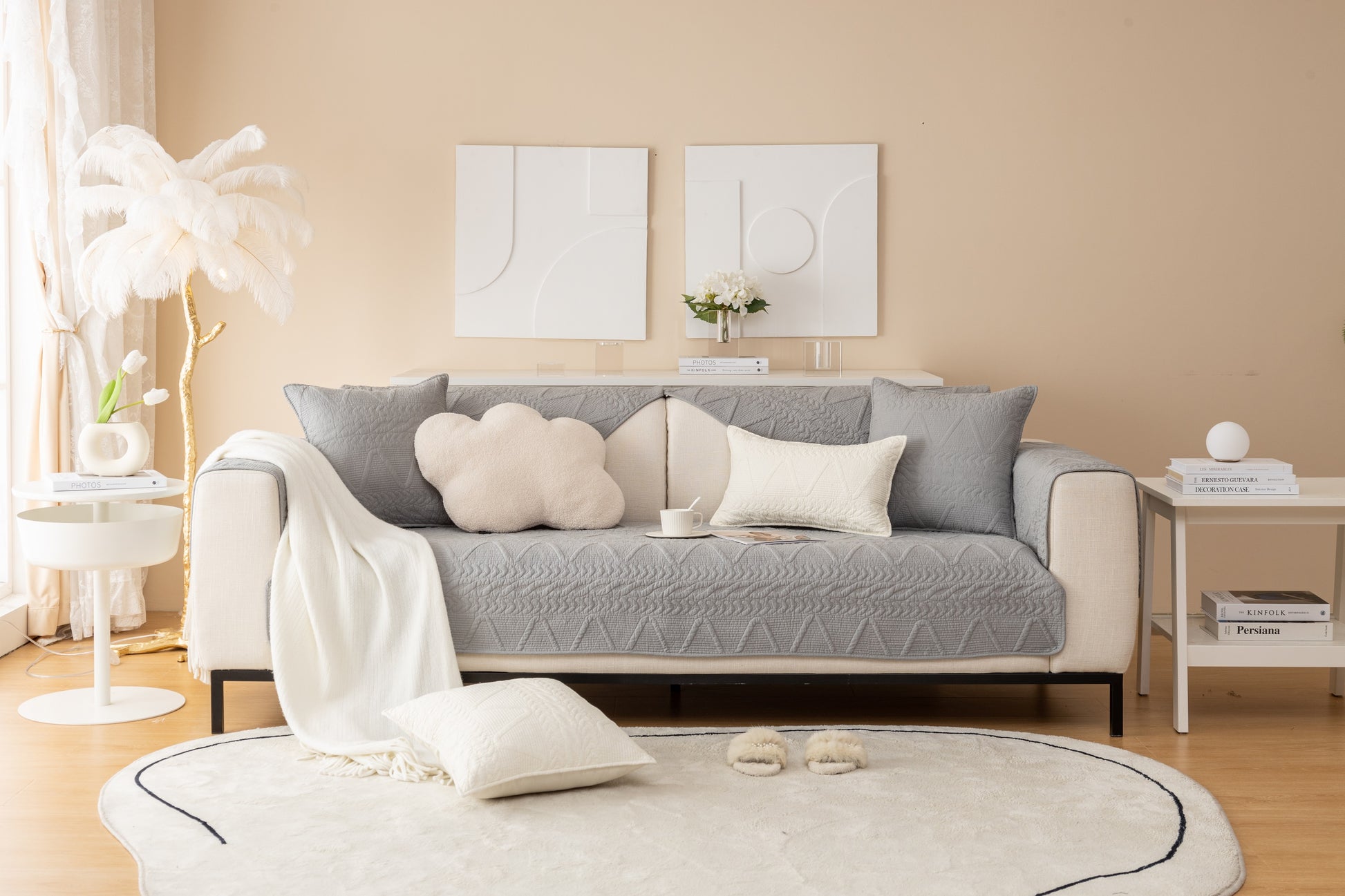 OctoRose Pre-washed Cotton Sofa Couch Cover Protect your  Sectional sofa, loveseat, recliner and chairs chaise lounge, window bay, bench pad, bed runner  or sofa armrest covers