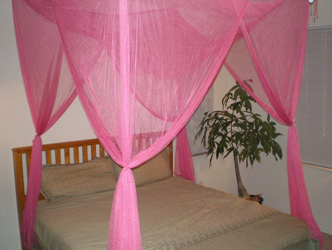 OctoRose 4 Poster Mosquito NET, Four Post Bed Canopy Elegant Screen Netting Canopy Curtains, Full Queen King