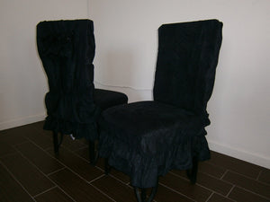 OctoRose Set of 2 Micro Suede Shortly Skirt Ruffle Dining Chair Covers