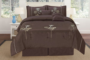 OctoRose Luxury Oversize 6pcs Embroidery Comforter Set Bedding Set
