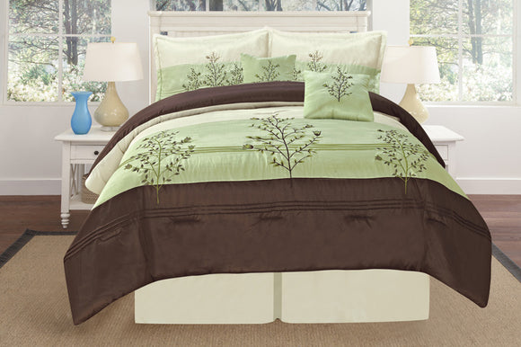 OctoRose Luxury 6pcs Oversize Patchwork Embroidery Comforter Set Bedding Set