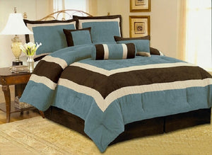OctoRose 7pcs Micro Suede  Comforter Set Bedding in a Bag Set