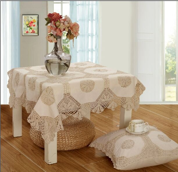 OctoRose 100% Cotton Crocheted Lace Tablecloth Gorgeous Wedding / Party Tablecloth Vintage Dining Kitchen 36"SQ or 36"RD, 54"SQ or 54"RD, 72"RD, 90"RD