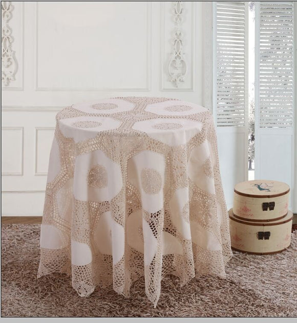 OctoRose 100% Cotton Crocheted Lace Tablecloth Gorgeous Wedding / Party Tablecloth Vintage Dining Kitchen 36