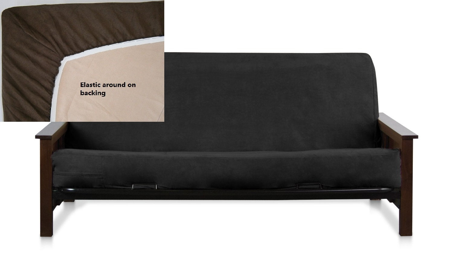 OctoRose Queen Size Elastic Around on Backing Bonded Micro Suede Easy Fit Fitted Futon Cover, Sofa Bed Mattress Protector