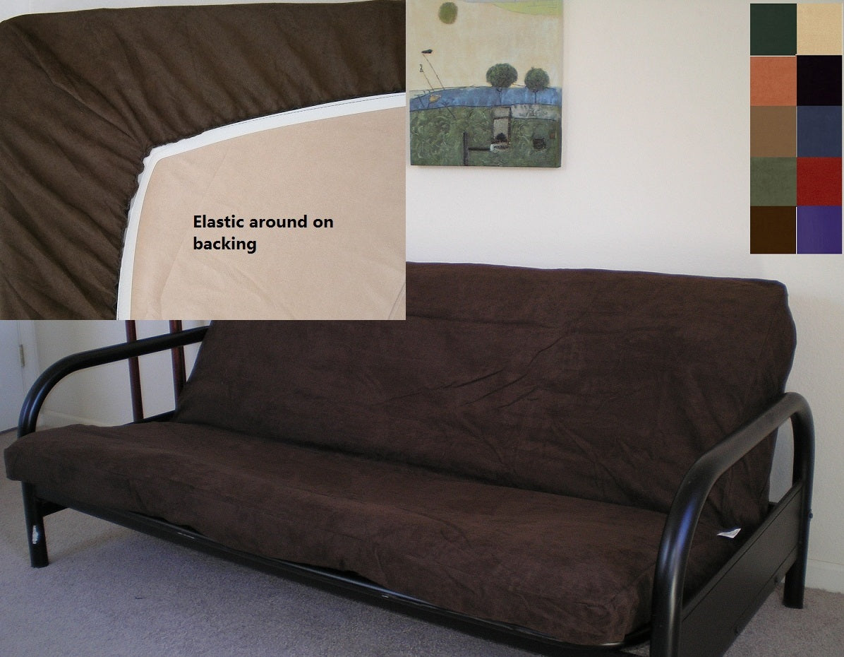 OctoRose Full Size Elastic Around on Backing Bonded Micro Suede Easy Fit Fitted Futon Cover,  Sofa Bed Mattress Protector