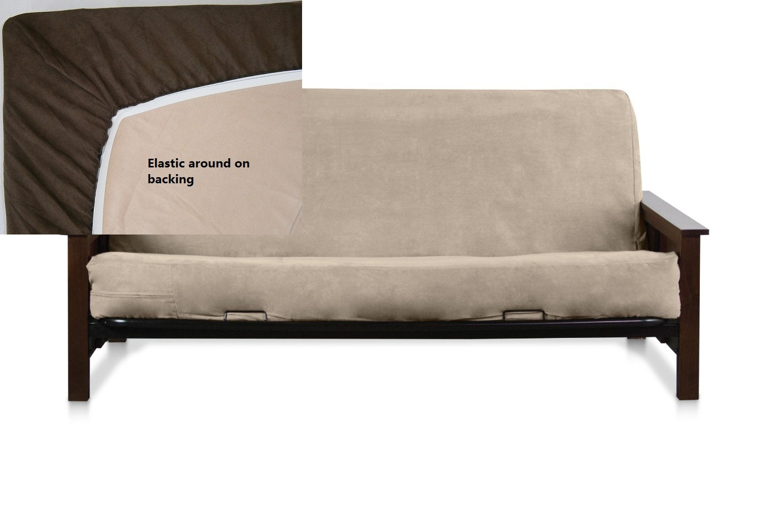 OctoRose Queen Size Elastic Around on Backing Bonded Micro Suede Easy Fit Fitted Futon Cover, Sofa Bed Mattress Protector