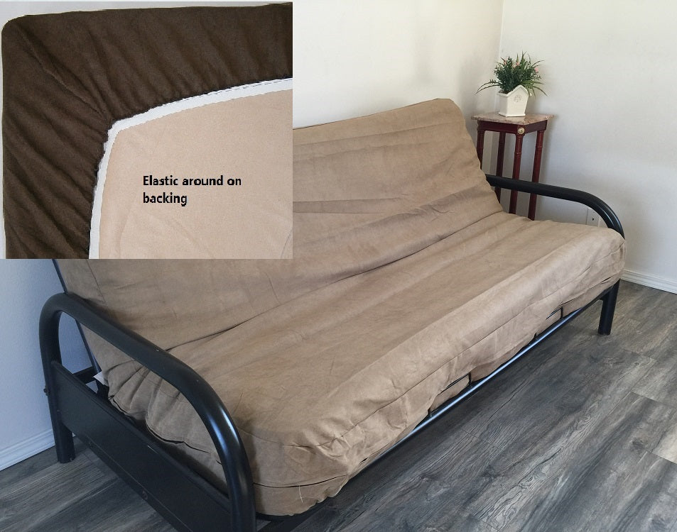 OctoRose Queen Size Elastic Around on Backing Bonded Micro Suede Easy Fit Fitted Futon Cover, Sofa Bed Mattress Protector
