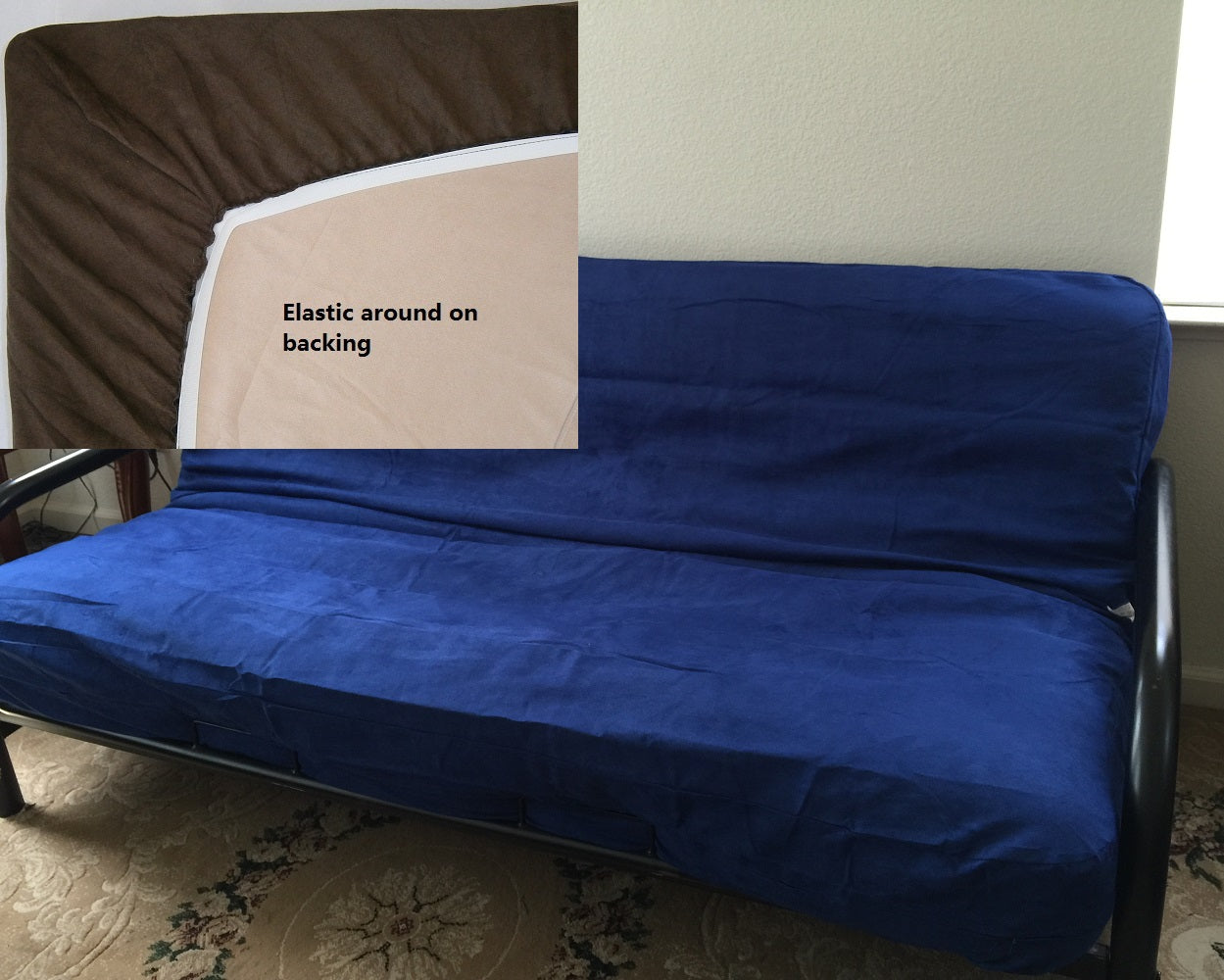 OctoRose Full Size Elastic Around on Backing Bonded Micro Suede Easy Fit Fitted Futon Cover,  Sofa Bed Mattress Protector