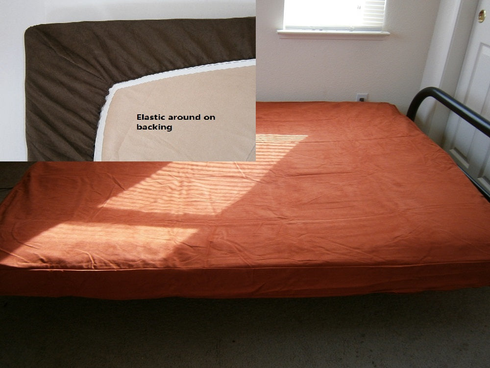 OctoRose Queen Size Elastic Around on Backing Bonded Micro Suede Easy Fit Fitted Futon Cover, Sofa Bed Mattress Protector