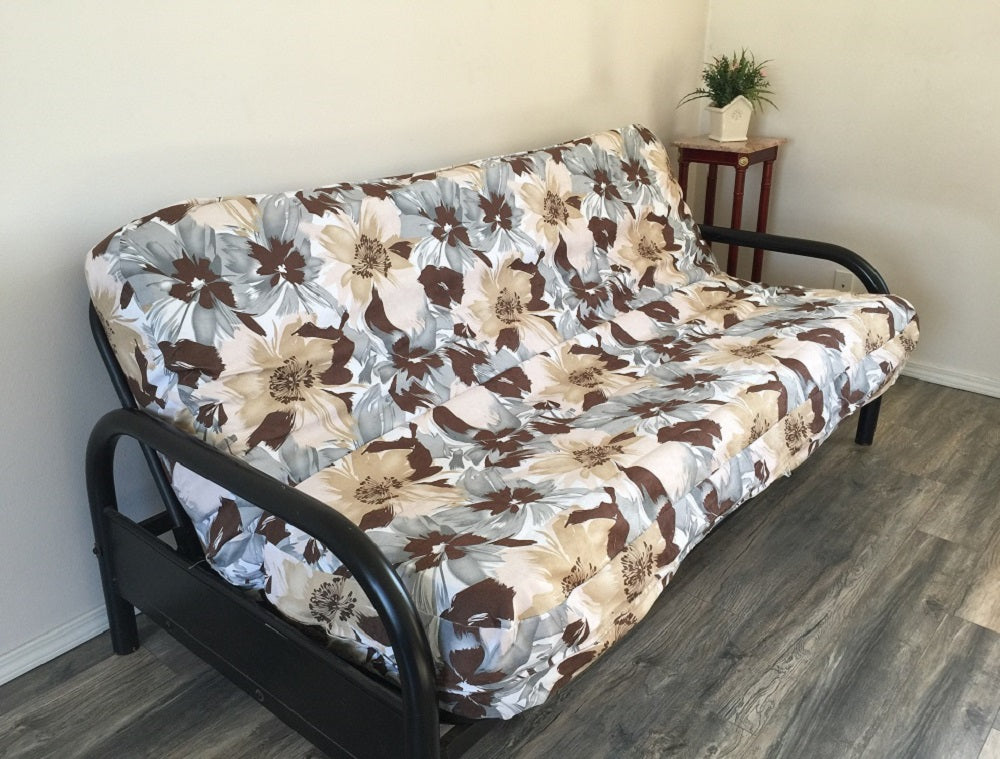 OctoRose Canvas Flower 3 Side Zipper Futon Cover Twin or Full, Futon Chair Loveseat Ottoman Slipcover