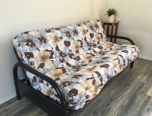 OctoRose Canvas Flower Design Futon Cover Twin or Full Size (Cover Only, Mattress and Frame NOT Included) Sofa Bed Mattress Protector