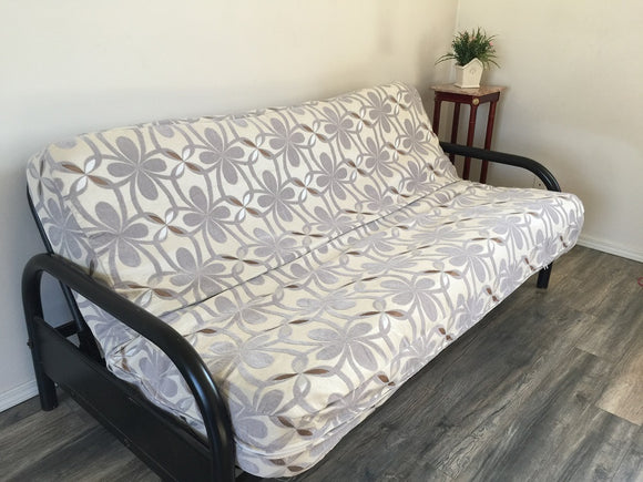 OctoRose Chenille Grey Design Futon Cover Twin or Full Size  (Cover Only, Mattress and Frame NOT Included) Sofa Bed Mattress Protector