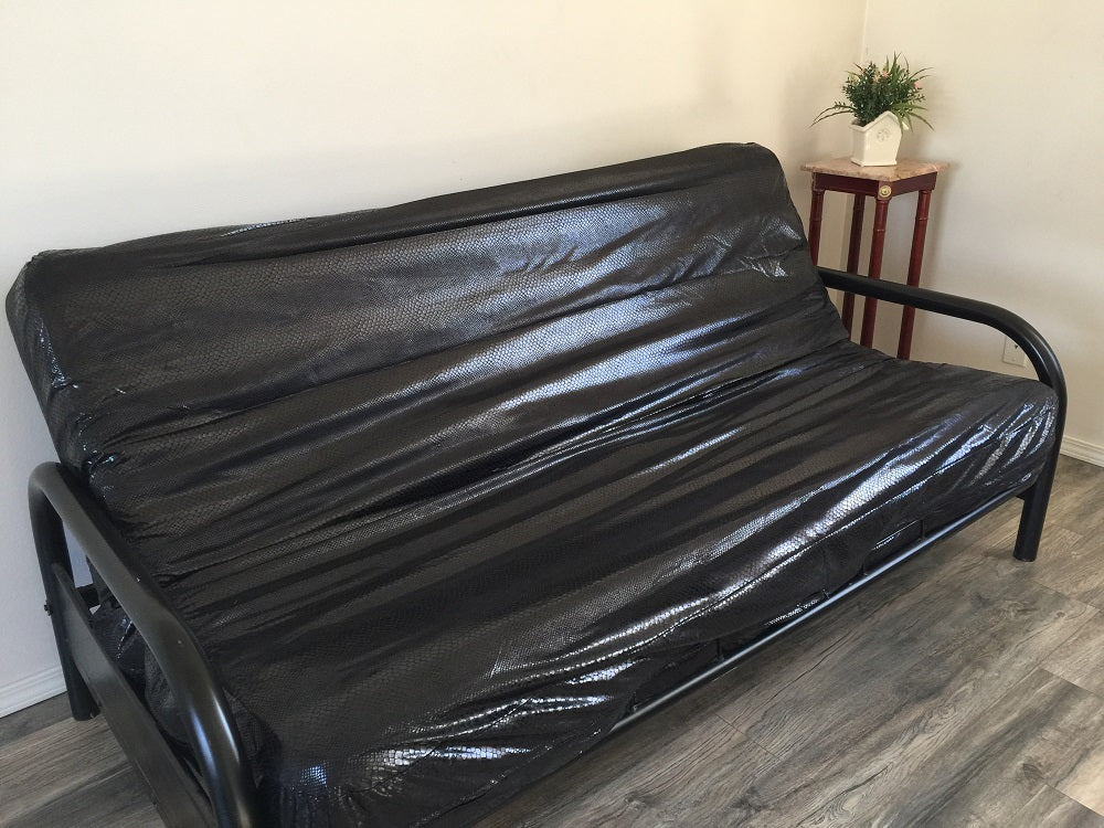 OctoRose Leather Look Black or Brown with Bonded Micro Suede Reversible 3 Side Zipper Futon Cover Twin or Full, Futon Chair Loveseat Ottoman Slipcover