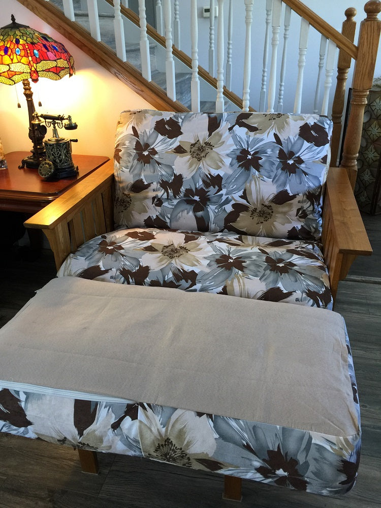 OctoRose Canvas Flower 3 Side Zipper Futon Cover Twin or Full, Futon Chair Loveseat Ottoman Slipcover