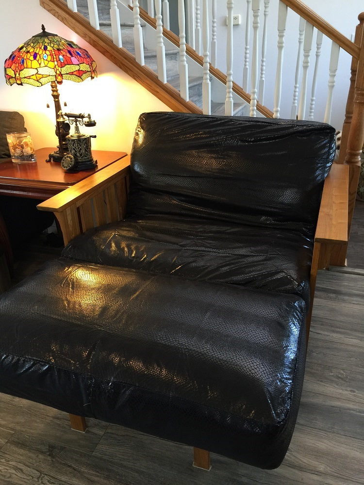 OctoRose Leather Look Black or Brown with Bonded Micro Suede Reversible 3 Side Zipper Futon Cover Twin or Full, Futon Chair Loveseat Ottoman Slipcover