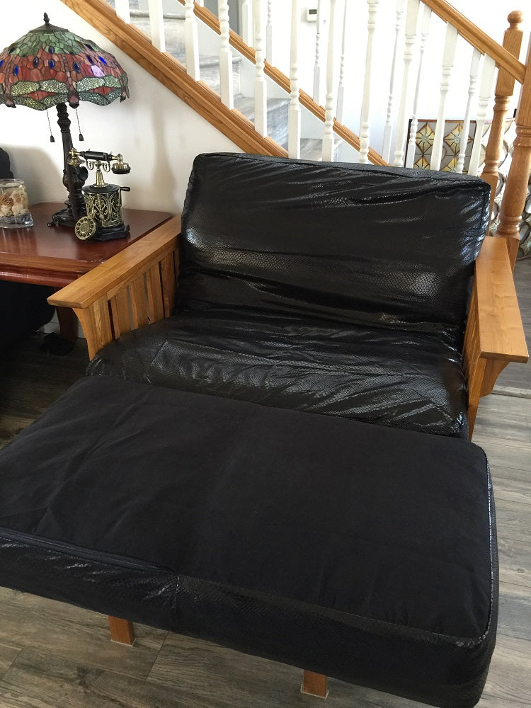 OctoRose Leather Look Black or Brown with Bonded Micro Suede Reversible 3 Side Zipper Futon Cover Twin or Full, Futon Chair Loveseat Ottoman Slipcover