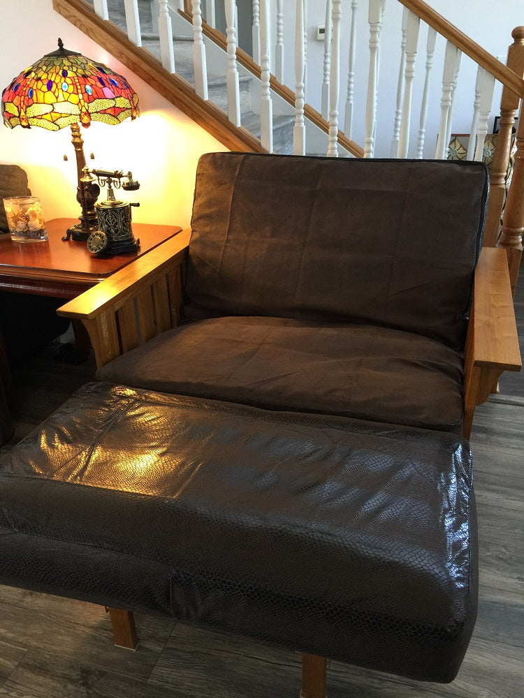 OctoRose Leather Look Black or Brown with Bonded Micro Suede Reversible 3 Side Zipper Futon Cover Twin or Full, Futon Chair Loveseat Ottoman Slipcover