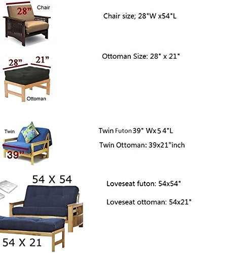 OctoRose Leather Look Black or Brown with Bonded Micro Suede Reversible 3 Side Zipper Futon Cover Twin or Full, Futon Chair Loveseat Ottoman Slipcover