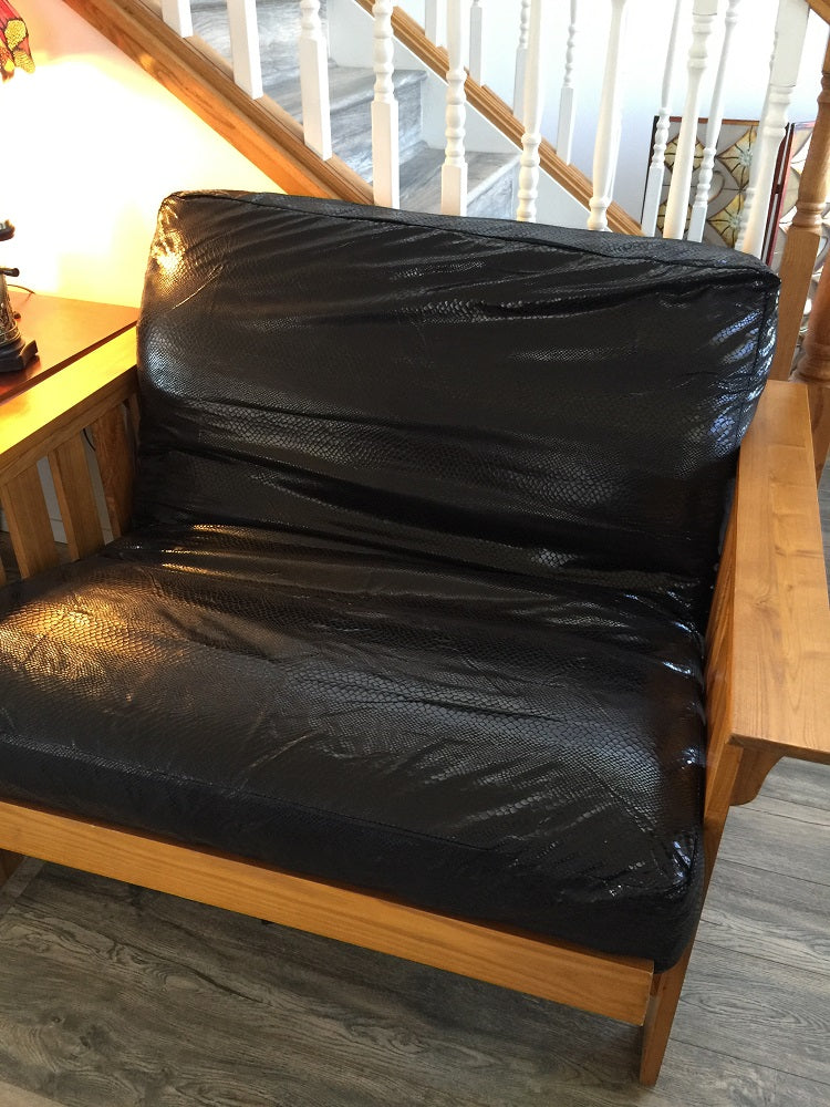 OctoRose Leather Look Black or Brown with Bonded Micro Suede Reversible 3 Side Zipper Futon Cover Twin or Full, Futon Chair Loveseat Ottoman Slipcover