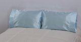 King Size Silky Satin Pillowcases Pillow Case High Quality Material Zipper Enclosure 1" Hem around Sham Style  2 Packs