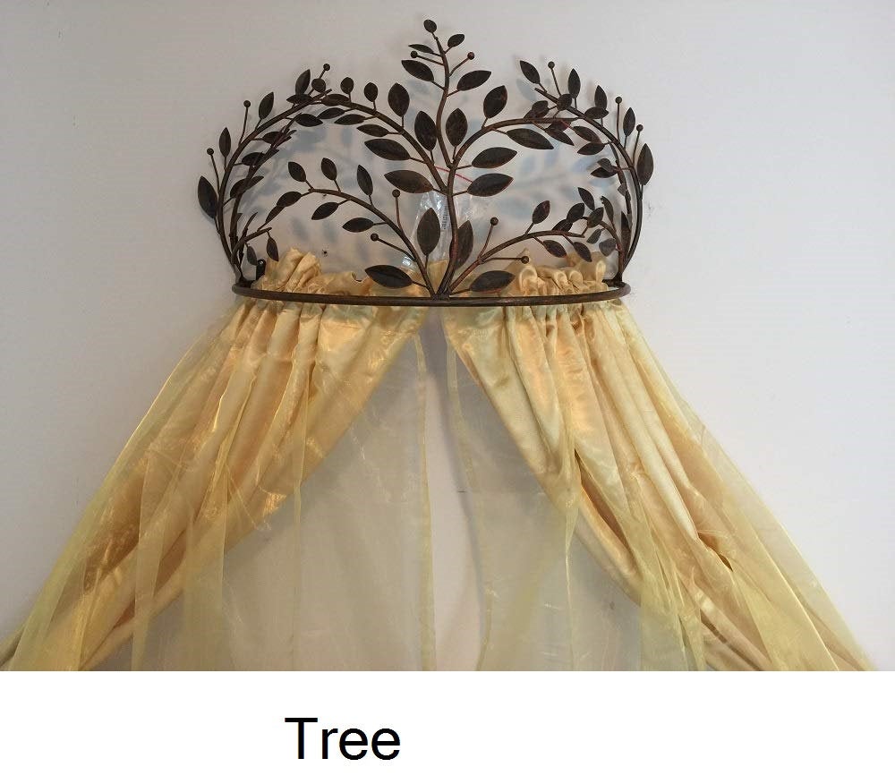 Metal Wall Teester Bed Canopy Drapery Bed Crown Hardware Sculpture Tree Style