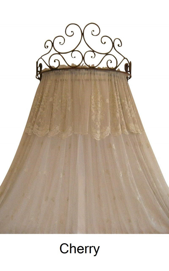 Metal Wall Teester Bed Canopy Drapery Bed Crown Hardware Sculpture Cherry Color