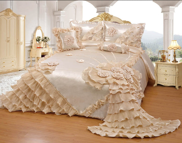 OctoRose Royalty Oversize Wedding Bedding Bedspread Comforter Quilts Set