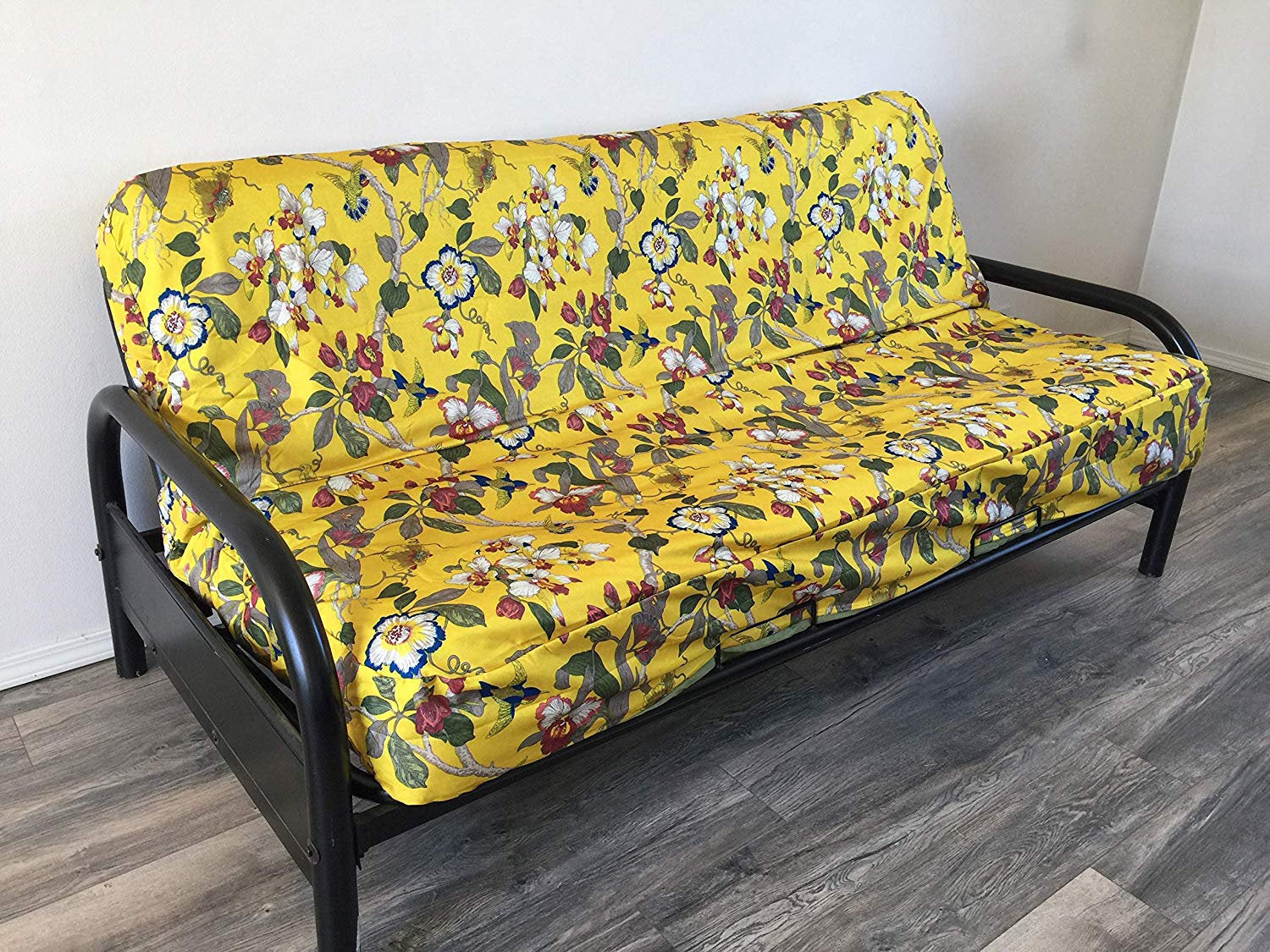 OctoRose High Quality Upholstery Linen Printing Birds 3 Side Zipper Futon Cover (No frame and mattress included) Sofa Bed Mattress Protector