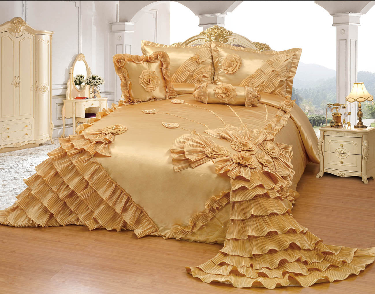 OctoRose Royalty Oversize Wedding Bedding Bedspread Comforter Quilts Set