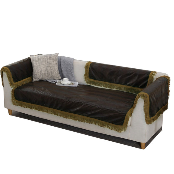 OctoRose Leather Look Black or Brown Sofa couch Sofa Sleeper Cover with Anti-slip backing and buckle tight Sold by Piece