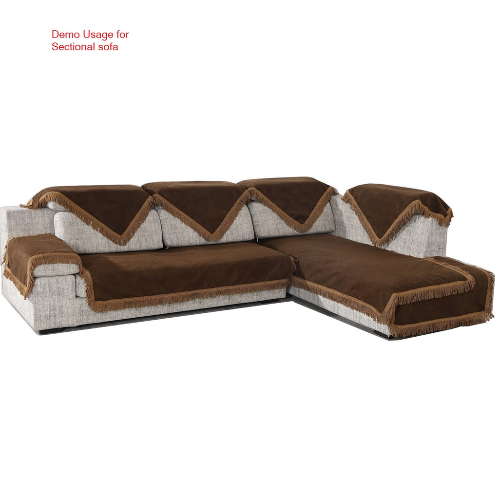 Upholstery Flocking Coffee Brown Color Sofa couch Sofa Sleeper Cover with Anti-slip backing (TM) and buckle (TM) tight