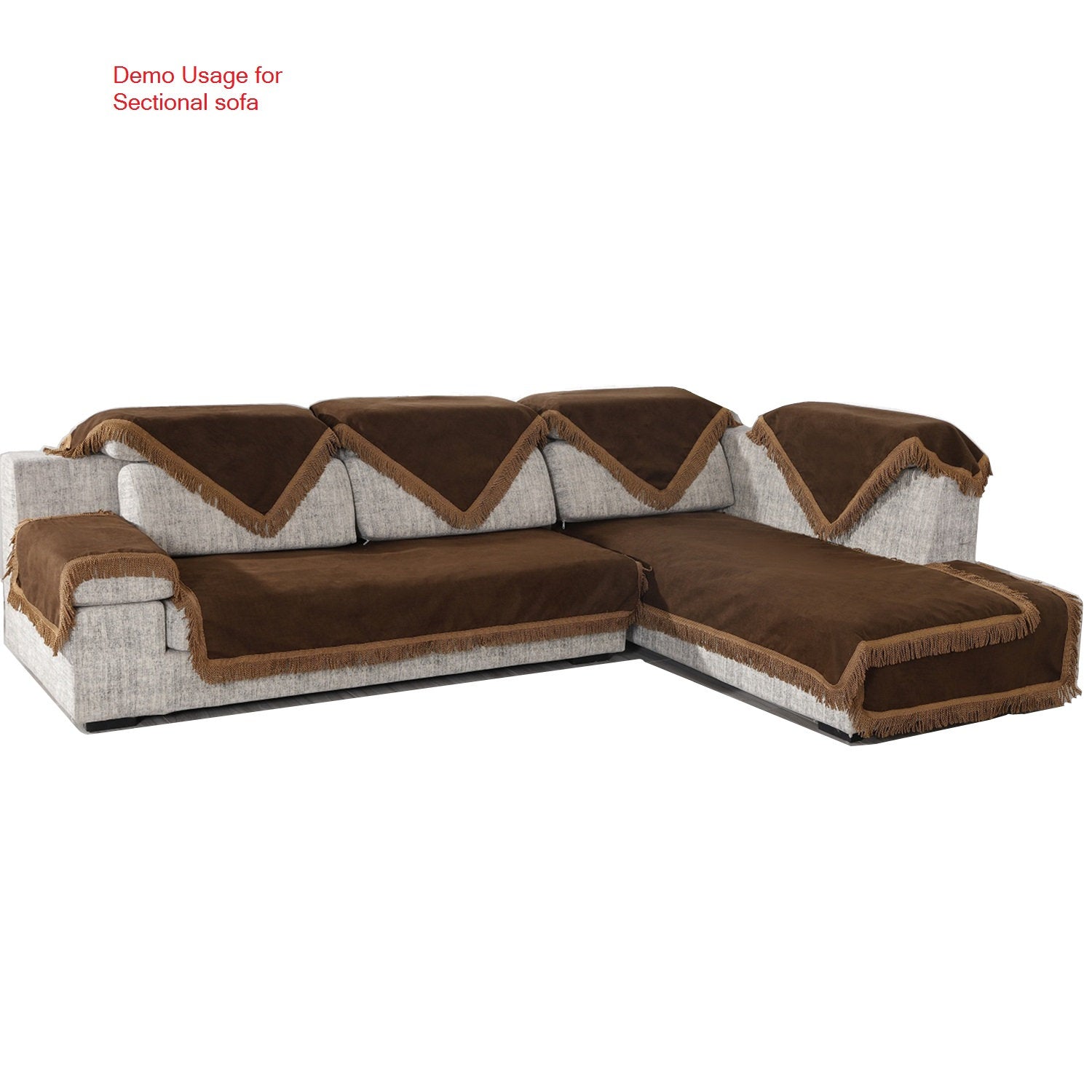 Upholstery Flocking Coffee Brown Color Sofa couch Sofa Sleeper Cover with Anti-slip backing (TM) and buckle (TM) tight