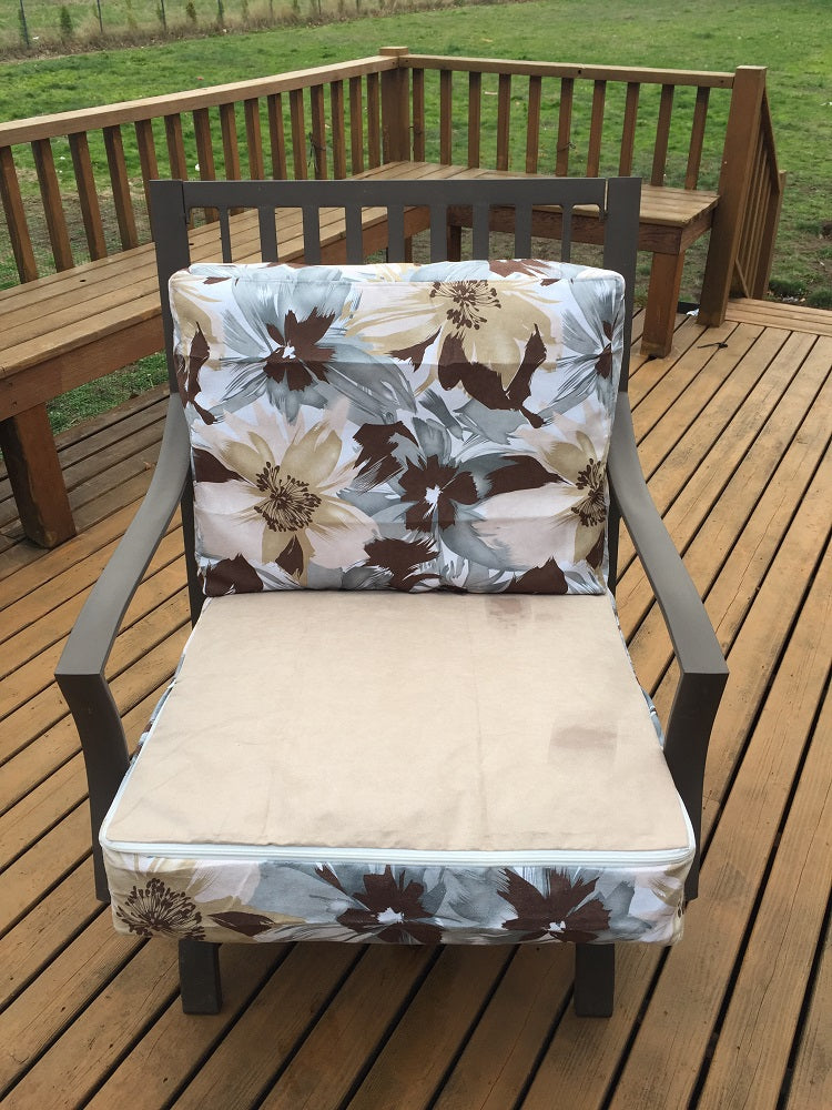 OctoRose Upholstery Canvas and Solid Micro Suede Reversible 3 Side Zipper Patio Chair Back and Seat Cushion Cover  20x25" 24x25"